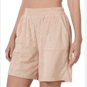 New ZENANA Terry Cloth Shorts in MOCHA 1X Plus NWOT